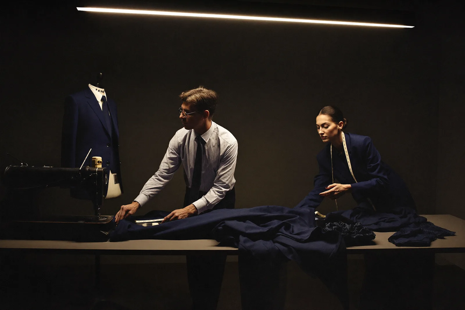 Equipo de Maq Studio confeccionando uniformes corporativos en su estudio de diseño